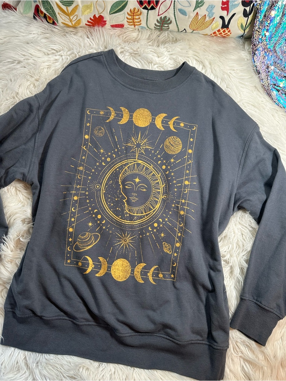 Rebellious One • Celestial Lightweight Fleece Sweatshirt Vintage Look